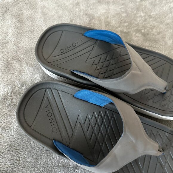 Vionic Restore Sandals Flip Flops Men\'s 11.5 Women\'s 13 Gray Blue Shoes